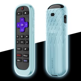 Fintie Protective Case for Roku Voice Remote Pro (2nd Edition), CaseBot Lightweight Anti Slip Kids-Friendly Shockproof Silicone Remote Cover for Roku Ultra 2024 / RCB1R Controller, Blue Glow