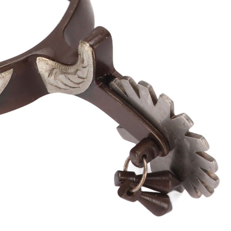 1 Pair Western Cowboy Spurs Carbon Steel Retro Floral Carving
