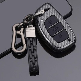 ontto Car Key Case for Hyundai IX20 IX30 IX35 I10 I40 Tucson Santa Fe Ioniq Kona Accent YC Remote Control Cover ABS Key Case Key Case Key Protection Case Carbon Fibre Black A