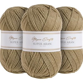 Utopia Crafts Super Aran Knitting and Crochet Yarn 3X 100g (Sandstone)