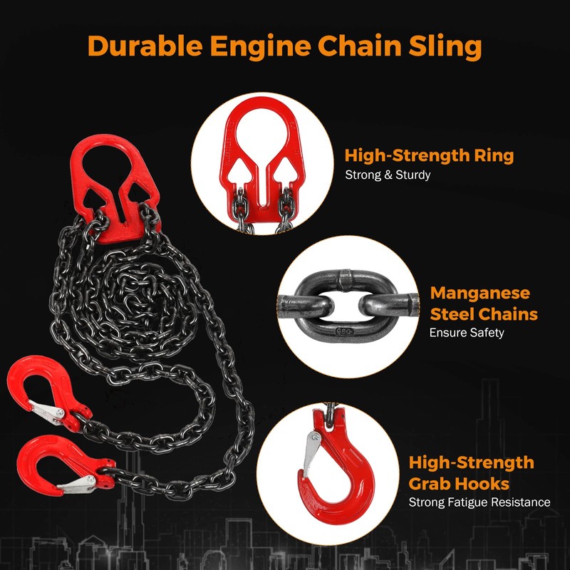 BEAMNOVA Lifting Chains with Adjuster Hooks, 3/8 Inch x 10