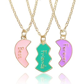 Best Friend Necklaces for Women Birthday Gifts for Besties Friendship Necklace for 3 Aesthetic Matching Heart Necklaces for Woman Birthday Gift for Best Friends Long Distance Gifts for Friends