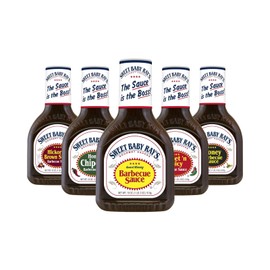 Sweet Baby Ray's Trial Pack Barbecue Sauces Includes 1 Original, 1 Sweet n Spicy, 1 Honey, 1 Hickory Brown Sugar, 1 Honey Chipotle 18 oz. (Variety Pack)