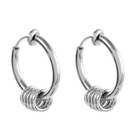 SEIYA INTERNATIONAL Fake Earrings, Men's, Women's, Non-Hole Earrings, Ear Cuffs, 5 Rows of Rings, Binaural Set, 12 mm, Silver Stainless Steel