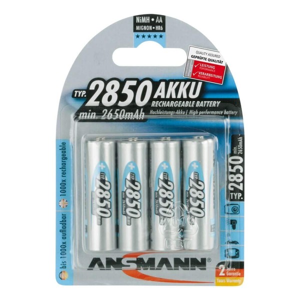 Ansmann Energy AA Rechargeable Batteries 2850mAh Ni-MH 1.2V 4pk