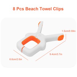 TRACOMPAN 8-Pack Beach Towel Clips for Sun Loungers | Sunbed Towel Pegs | Non-Slip Windproof Heavy Duty Plastic Clothes Pegs for Pool Chairs, Sunbeds, Laundry (Beach/Pool/Sunbed Essentials)