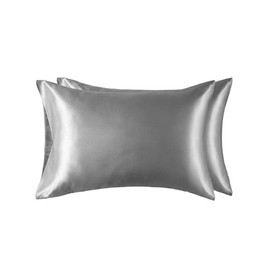 Satin Pillowcases Set for Hair - Pillowcase Covers with Envelope Closure -Cool and Easy to Wash -Set of 2 - Only Pillow Cover No Insert (Silver, Queen(20"x30"))