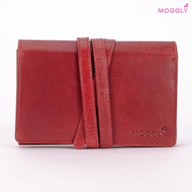 MOGGLY Compact Foldable Travel Jewelry Case - Genuine Cowhide Leather, Tangle-Free Slots for Necklace, Earring, Ring - Wallet-Sized Holder for Jewelry & Accessories