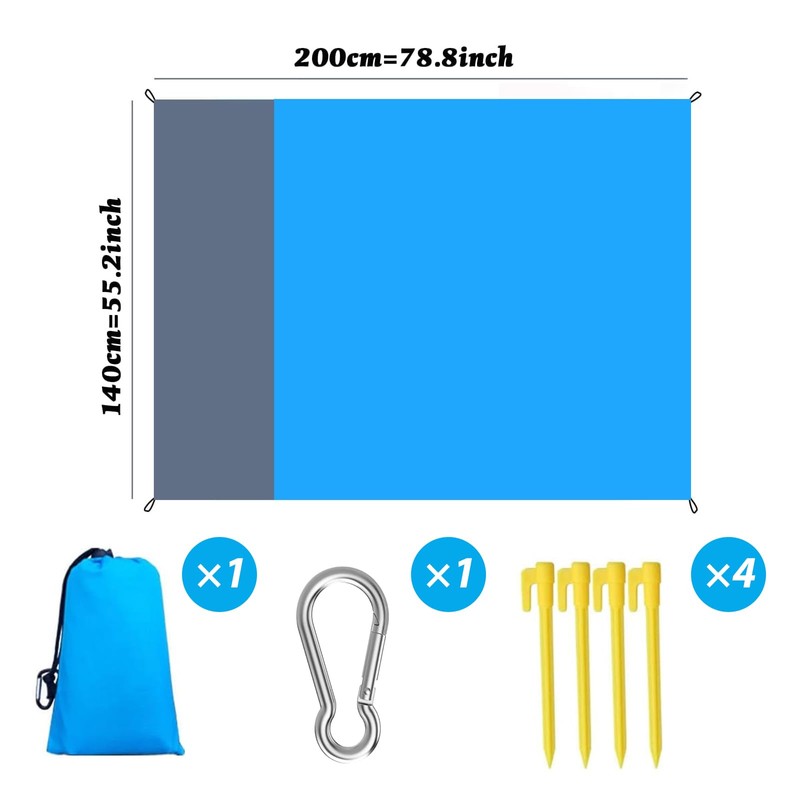 Picnic Blanket, Waterproof, Ultralight Beach Mat, Quick-Drying Beach Blanket, Sand-Free,