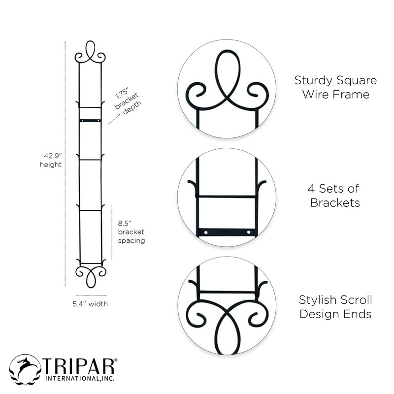 TRIPAR Augusta 4 Tier Vertical Black Plate Rack for Collectible