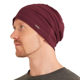 CHARM Lightweight Summer Hat for Men and Women Slouchy Hat Stretchy Slouch Knitted Hat Made of 100% Cotton Chemo Hat, burgundy