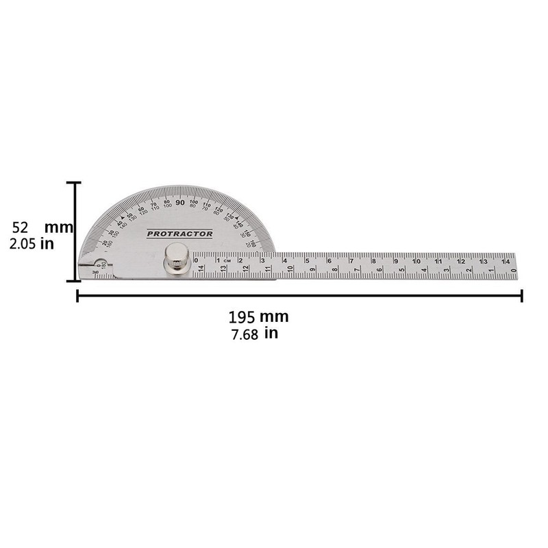 Stainless Steel Protractor 180 Degrees Angle Ruler Finder 140mm Metric