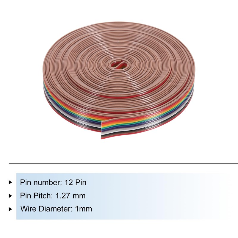 sourcing map 1 Pcs 12 Pin Flat Rainbow Ribbon Cable