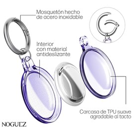 Noguez. Funda con Llavero para AirTag, Cubierta Protectora Transparente Compatible con AirTag, Paquete de 4 Llaveros de Diferentes Colores, Llavero para Localizador.