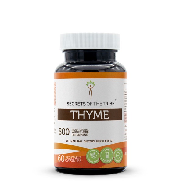 Secrets of the Tribe Thyme 60 Capsules, Made with Vegetable Capsules and Thymus Vulgaris Toni Effect (60 Capsules)