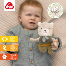Fehn FehnNATUR Crinkle Bear - Activity Baby Raschel Toy for Grasping and Playing - Activity Raschel Animal Baby Toy - Motor Skills Toy & Crinkle Toy for Babies and Toddlers