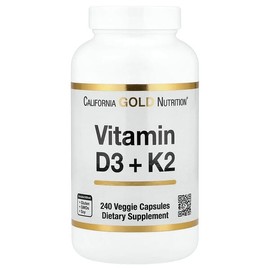 California Gold Nutrition, Vitamin D3 and K2, Veggie Capsules 240 Tablets / California Gold Nutrition (캘리포니아골드뉴트리션), 비타민D3 및 K2, 베지 캡슐 240정