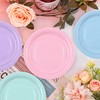 CUUSNNY 200 Pcs Pastel Rainbow Disposable Dinnerware Set, Macaron Color