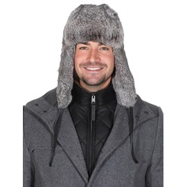 Harrys-Collection Men's Hat Made from the Finest Rabbit Fur Black or Grey, gray, L