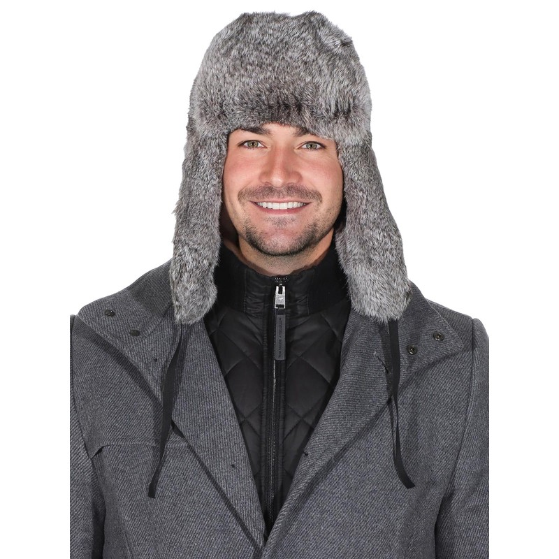Harrys-Collection Men's Hat Made from the Finest Rabbit Fur Black