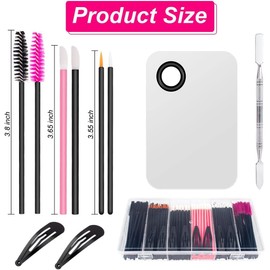 Kit de herramientas de maquillaje desechables de 281 piezas, incluye paleta de mezcla de maquillaje de acero inoxidable con espátula, caja organizadora de plástico, pinzas para el pelo, brochas de delineador de ojos, varitas de rímel y aplicadores de lápi