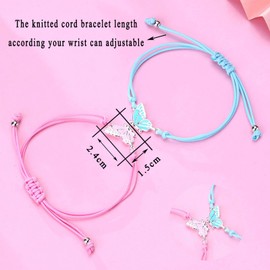 CERSLIMO Friendship Bracelet for Girls - Best Friend Bracelet Friendship Gifts for 2 Girls, Butterfly Friendship Bracelets Gifts for Women | Bff Friendship Bracelets Birthday Christmas, Blue & Pink