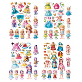 Lovyan Magnetic Dress up Dolls - Girls Fun Mix and Match Play Magnetic Paper Dolls with 4 Themed Magnetic Costume Stickers for Creating Imaginative Birthday Gifts
