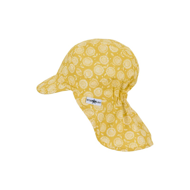 Sterntaler Girls' Peaked Cap with Neck Protection, yellow