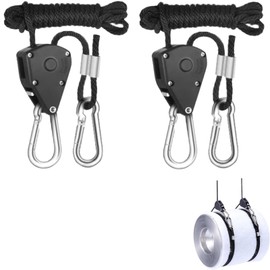 2 Stück Seilratsche mit Haken, 2M Verstellbarer Ratchet Hanger mit Aluminiumbuchse, 1/8 Zoll Seilratsche Sonnensegel, für Sonnensegel, Zimmerpflanzen, Ventilatoren, Lampen (Schwarz) (schwarz 2)