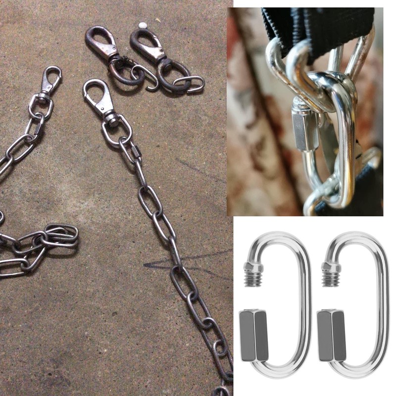 12PCS M4 Screw Quick Link Carabiner Chain Connectors Stainless Steel