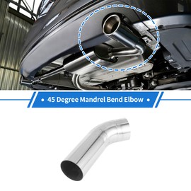 X AUTOHAUX 64mm/2.52" OD Extended Exhaust Bend Elbow Pipe Exhaust Pipe 1mm/0.04" Bilateral Flat Mouth Polishing 150mm/5.91"(L) 45 Degree