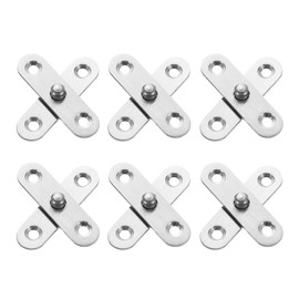 sourcing map 6Pcs 360 Degree Rotating Pivot Hinges, 57 x 16.3mm Stainless Steel Centre Shaft Concealed Hidden Hinge for Home Kitchen Swinging Cabinet Doors, Silver