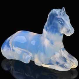 Hguxmcu Crystal Horse Figurines, 2.3 Inch Hand Carved White Opalite Horse Statue for Home Office Desk Decor, Reiki Healing Crystal Animal Sculpture Feng Shui Gifts for 2026 Year of The Horse