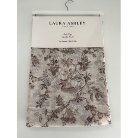 Laura Ashley Window Curtains 2 Panels 38 x 84 Beige Brown Sheer Elderwood Linen