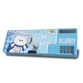 Pop Up Multifunction Pencil Case for Boys and Girls with Calculator, Sharpener, Cute School Supplies Pencil Box, Stationery Organizer, Best Gift Birthday Present for Kids(Blue)