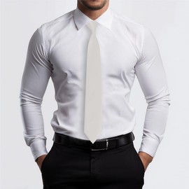 Slim TigerTie Designer Tie in Plain – Tie Cravat - crème-white