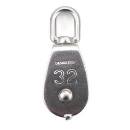 ExcInter Single Pulley M32 Steel Wheel Block Heavy Duty Pulley Roller Loading 304 Stainless Silver