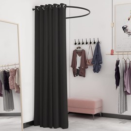 HIYOUGO Fitting Room Kit, Clothing Store Dressing Room, Corner Changing Room with Black U Rod and Thick Blackout Curtains, Fashion Privacy Shelter Tend Cabana (Color : Black, Size : 95cm)