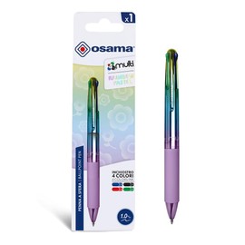 OSAMA 4 Multi Rainbow Pastel Ballpoint Pens High Quality 4 Different Colours, Ballpoint Pen Refills 1.0 mm, Pens Pen with Black, Blue, Red and Green, Stationery School, Office, University - Pack of 1