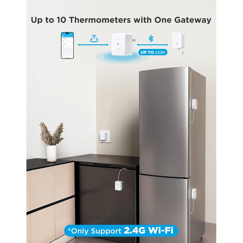GoveeLife WiFi Refrigerator Thermometer with Alarm, Wireless Digital Freezer Temperature