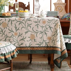 patdrea Linen Floral Tablecloth,Decorative Thick French Table Cloth Rectangle Square for Kitchen Dining 67"x 118"