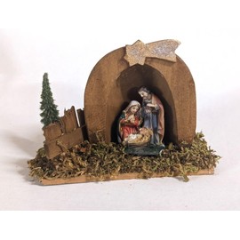 menta-modellbau Nativity Scene with Holy Family Miniature in Nut Shell 10 cm Nativity Scene Miniature Nativity Scene Christmas Nativity Scene