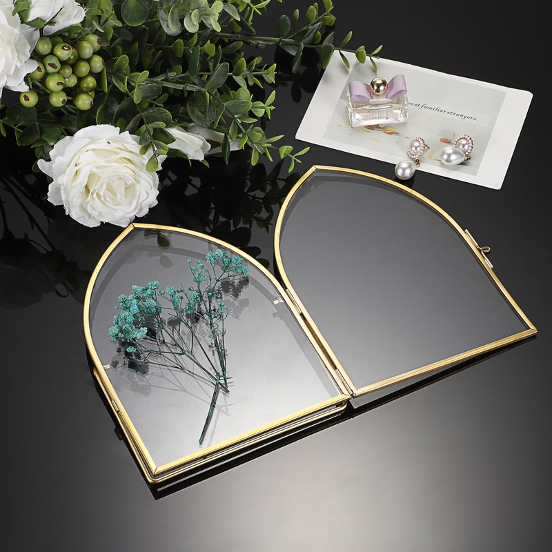 JUXYES 5x7 Inch Tabletop Double Glass Frame for Pressed Flowers,