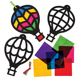 Baker Ross Stained Glass Effect Hot Air Balloons Craft Kits (Pack of 6) - Kids to Assemble and Decorate