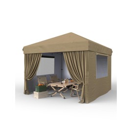 Garvee 10x10 Pop Up Canopy Tent Outdoor Canopy One-Person Set Up Heavy Duty Commercial Instant Tent Shelter, 4-Sidewall+Khaki