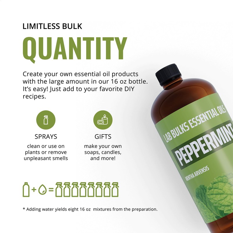 Lab Bulks Essential Oil Peppermint Essential Oil (16 oz, 2