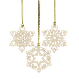 Lenox Mini Snowflake 3-Piece Ornament Set, 0.10 LB, Ivory