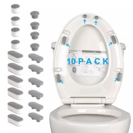 Hibbent 10 Pieces Toilet Seat Bumpers, Universal Buffer Toilet Lid Rubber Bumpers