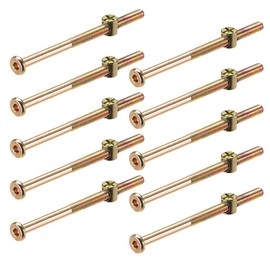10 Sets M6 x 90mm Furniture Bolts and Barrel Nuts Kit, Galvanized Carbon Steel, Hex Socket Head Bolts for Bunk Beds, Chairs, Cabinets & Bed Frames