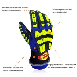 Intra-FIT Rescue Gloves EN388 EN420 Finger Feel Level 5, Cut Resistant, Tear Resistance, Puncture Protection Work Gloves with TPR Knuckle Protection (Blue, L (Pack of 1)